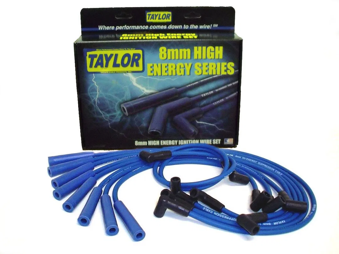 64672 – TAYLOR CABLE Spark Plug Wire Set, Pre Assembled Blue 8 Millimeter Diameter Silicone Wire Core Socket Distribu...